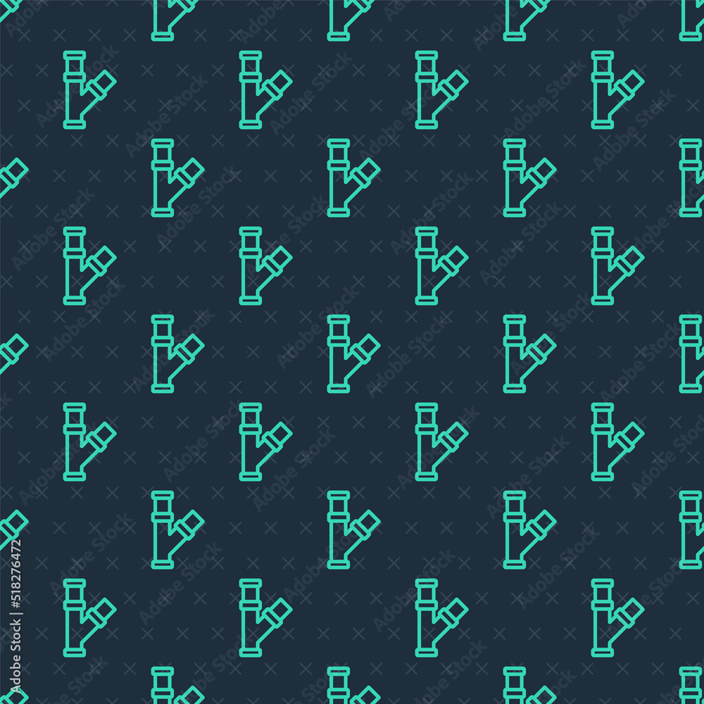 Green line Industry metallic pipe icon isolated seamless pattern on blue background. Plumbing pipeline parts of different shapes. Vector Green line Industry metallic pipe icon isolated seamless pattern on blue background. Plumbing pipeline parts of different shapes. Vector