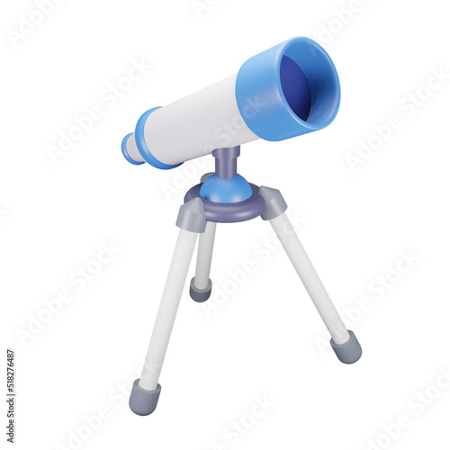 Telescope 3d rendering isometric icon.