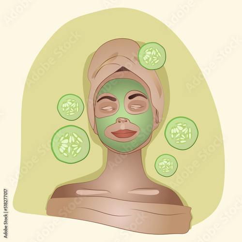 Volumetric vector illustrations for the spa. Characters on different procedures. A package of procedures and equipment for a wellness center. Mask and relaxation
