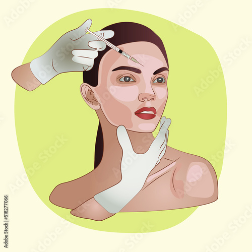 Volumetric vector illustrations for the spa. Characters on different procedures. Botox treatment package