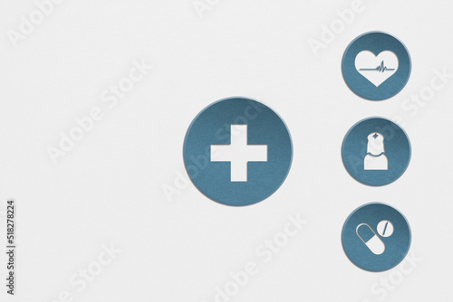 Free Download hospital or clinic symbol on blue paper cut with health icon on grunge grey background including copy space - GFXLoad