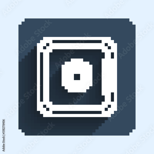 White line Safe icon isolated with long shadow background. The door safe a bank vault with a combination lock. Reliable Data Protection. Blue square button. Vector