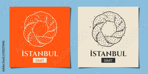 Istanbul Simit Linear Illustration Design