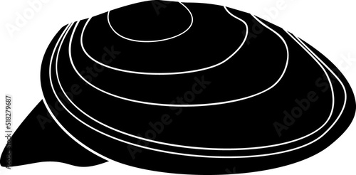 Black silhouette of mussel mollusk isolated on white background
