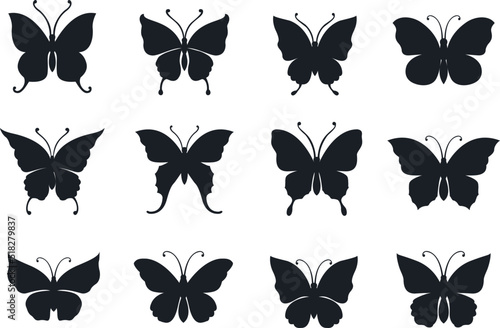 Butterflies isolated Vectors Silhouettes