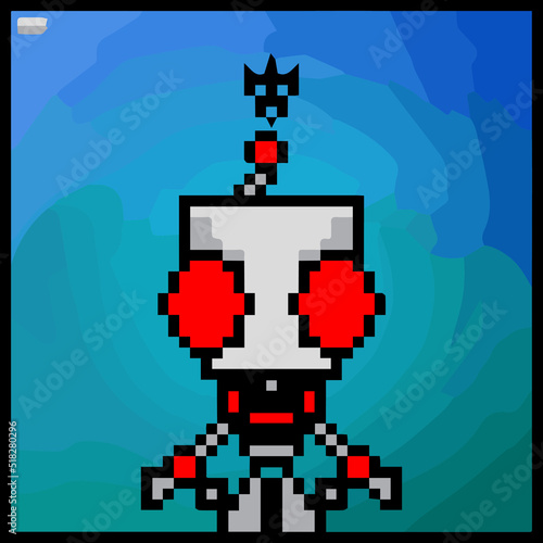 cartoon character in pixel vector art using a color filled background © ThemeRage