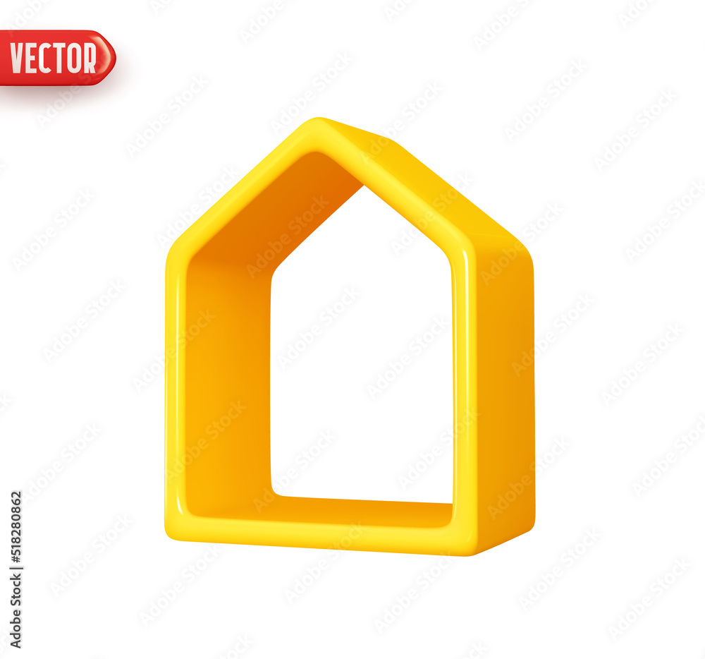 House realistic 3d design element In plastic cartoon style. Abstract Small house Icon isolated on white background. Vector illustration House realistic 3d design element In plastic cartoon style. Abstract Small house Icon isolated on white background. Vector illustration