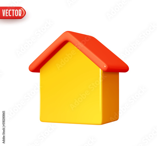 House realistic 3d design element In plastic cartoon style. Abstract Small house Icon isolated on white background. Vector illustration