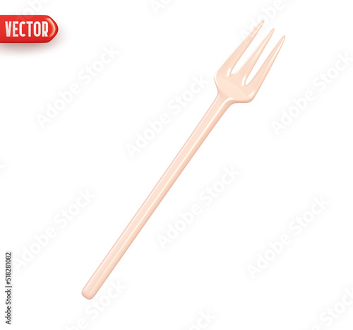 Chinese Asian traditional fork. Realistic 3d design element. Icon isolated on white background. Vector illustration