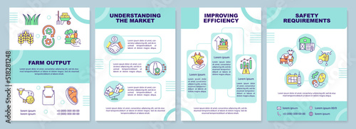 Maximising farm output brochure template. Farming productivity. Leaflet design with linear icons. Editable 4 vector layouts for presentation, annual reports. Arial-Black, Myriad Pro-Regular fonts used