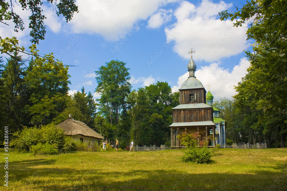 Ancient Ukrainian Church in Open-air Museum of Folk Architecture and Life of the Middle Dnieper in Pereyaslav-Khmelnitsky, Ukraine
