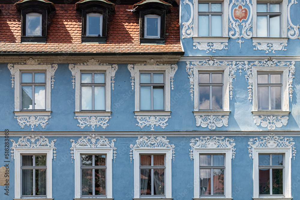 facade and details of houses in the streets of Bamberg, Bavaria