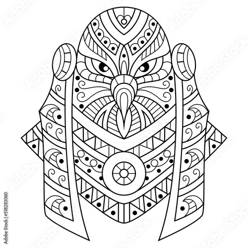 Hand drawn of horus in zentangle style