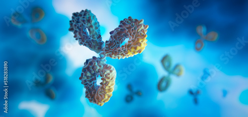 Molecular model of antibody - visual concept of immune System - 3D illustration photo