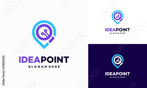 Idea point logo designs concept vector, Lightbulb and Pointer logo symbol, Education Center logo designs