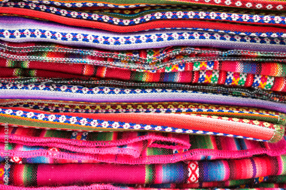Bolivian traditional fabrics close up.