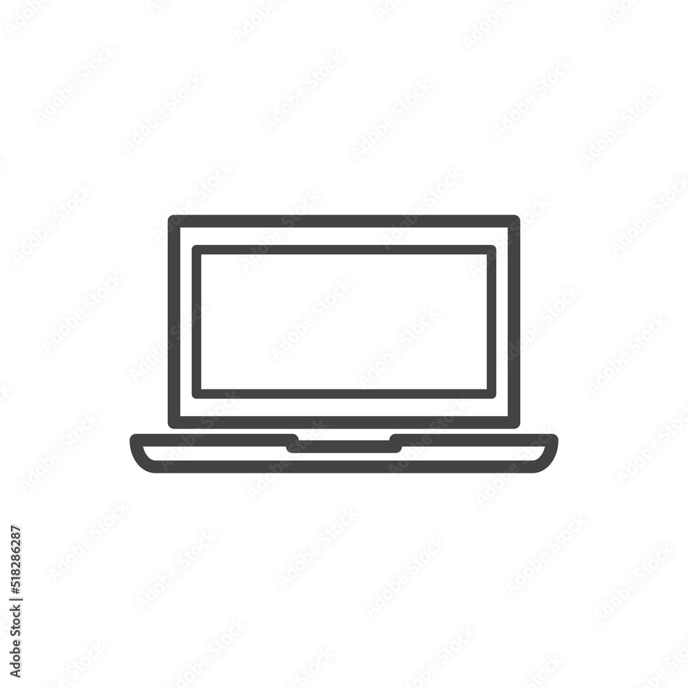 vector outline design laptop icon. vector outline design laptop icon.
