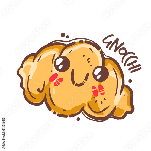 Uncooked italian pasta. Gnocchi for backgrounds, menu, stickers, cafe, restaurant, bar, shop. Italian cuisine staples.