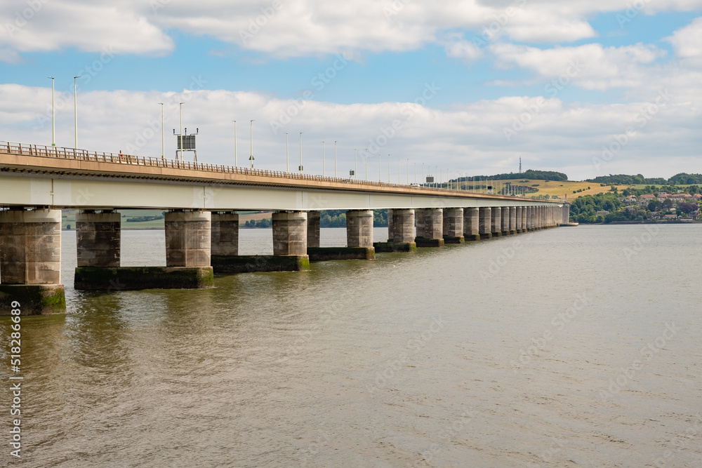 Dundee, Scotland, UK – June 23 2022. River Tay road bridge in the city of Dundee