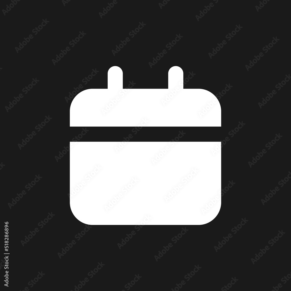 Calendar dark mode glyph ui icon. Reminder application. Scheduling. User interface design. White silhouette symbol on black space. Solid pictogram for web, mobile. Vector isolated illustration Calendar dark mode glyph ui icon. Reminder application. Scheduling. User interface design. White silhouette symbol on black space. Solid pictogram for web, mobile. Vector isolated illustration