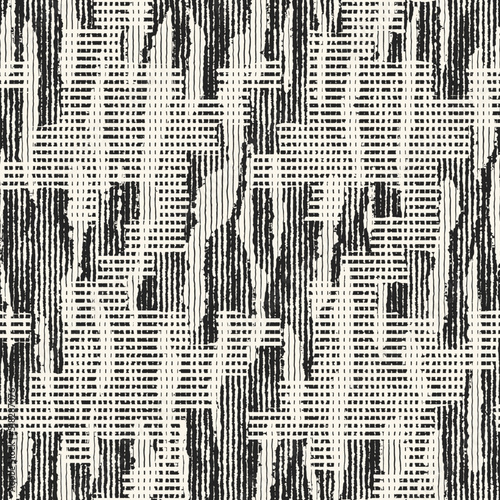Monochrome Distressed Mesh Textured Houndstooth Pattern 