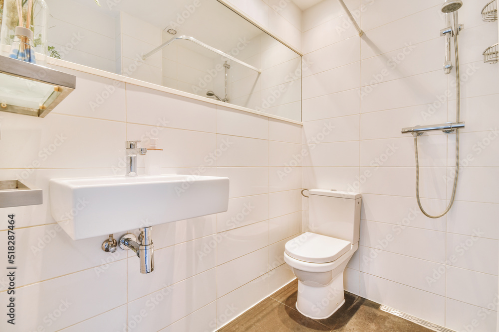 Interior of a sink with a shower Interior of a sink with a shower