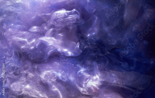 Liquid fluid art abstract background. Blue acrylic paint underwater, galactic smoke ocean