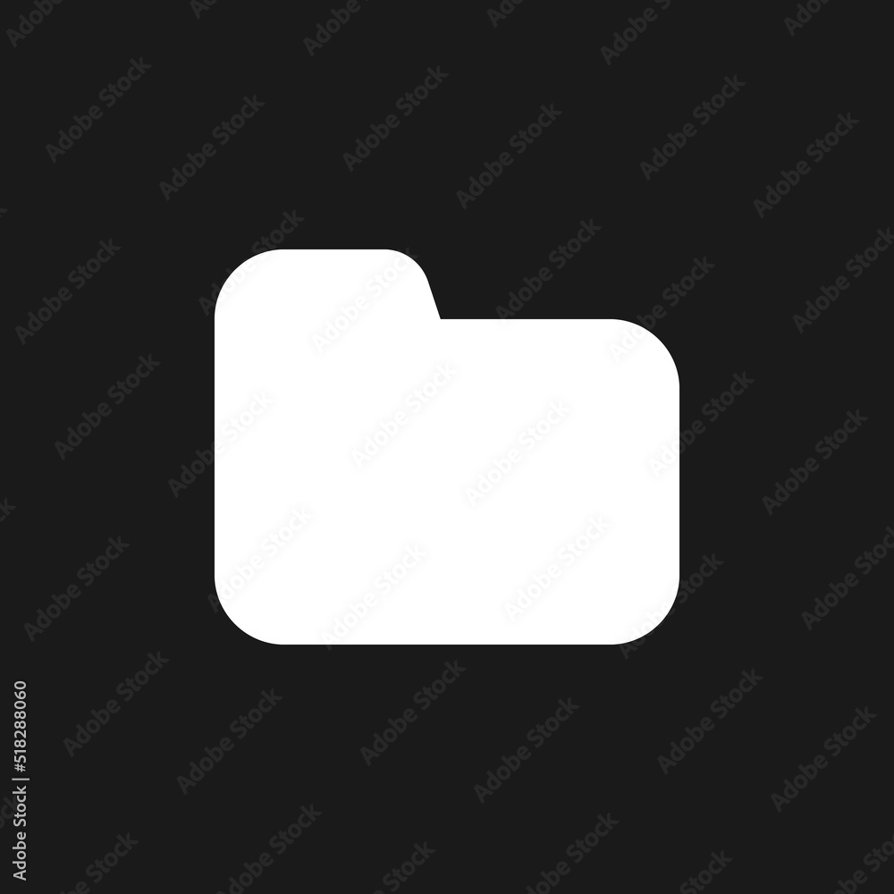 Folder dark mode glyph ui icon. Files storage. Desktop application. User interface design. White silhouette symbol on black space. Solid pictogram for web, mobile. Vector isolated illustration Folder dark mode glyph ui icon. Files storage. Desktop application. User interface design. White silhouette symbol on black space. Solid pictogram for web, mobile. Vector isolated illustration