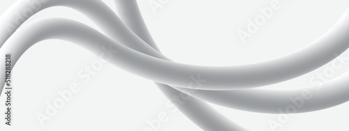 White 3D rounded object on the light background, clean and abstract twisted pipe, modern vector illustration, curved design element levitating, random three dimensional tube render
