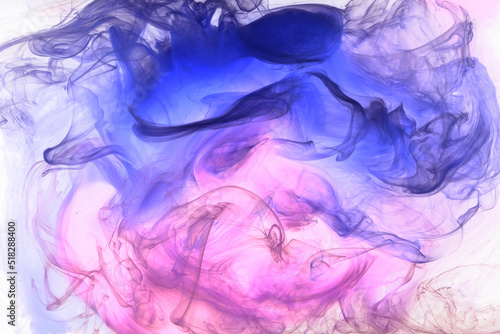 Liquid fluid art abstract background. Pink blue acrylic paint underwater, galactic smoke ocean