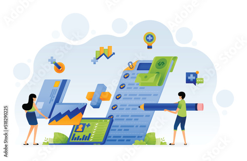 Fill in debt or loan application survey form for financial subprime risk credit rate. Vector illustration design can use for landing page template ui ux web mobile app poster banner website flyer ads