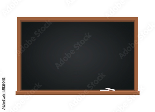 Black chalkboard isolated on white background. Black chalkboard in wooden frame. Vector stock