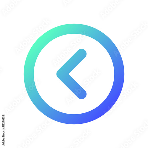 Arrow left button pixel perfect gradient linear ui icon. Move back. Toolbar control. Previous track. Line color user interface symbol. Modern style pictogram. Vector isolated outline illustration