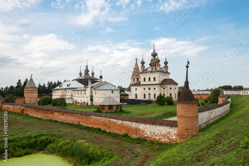 View of the Yuryev Kremlin (Archangel Michael Yurievsky Monastery), the city of Yuryev-Polsky, one of the oldest cities in the Moscow region. Vladimir region, Russia