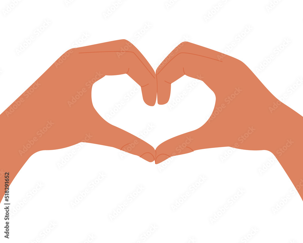Two hands create a heart shape. Design element. Print for t-shirts or bags. Vector illustration Two hands create a heart shape. Design element. Print for t-shirts or bags. Vector illustration