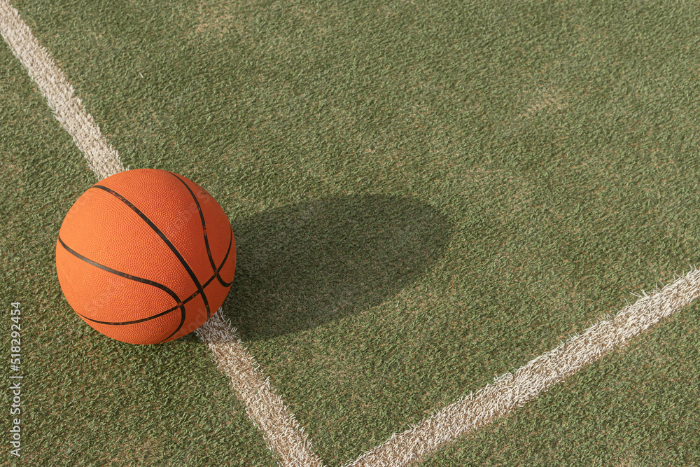basketball ball isolated on the playing field on the right side there is a place for the inscription basketball ball isolated on the playing field on the right side there is a place for the inscription