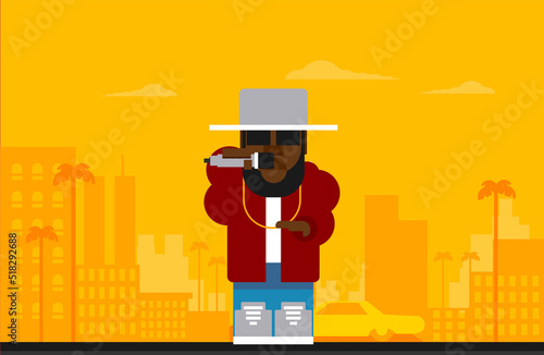 Colorful Rapper Flat Vector