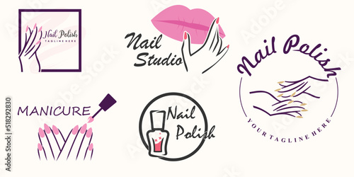 set of bundel nail logo design with modern concept premium vector