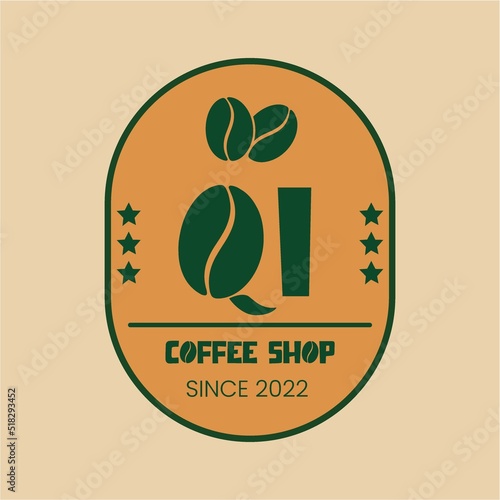 QI modern coffee shop logo design high quality image