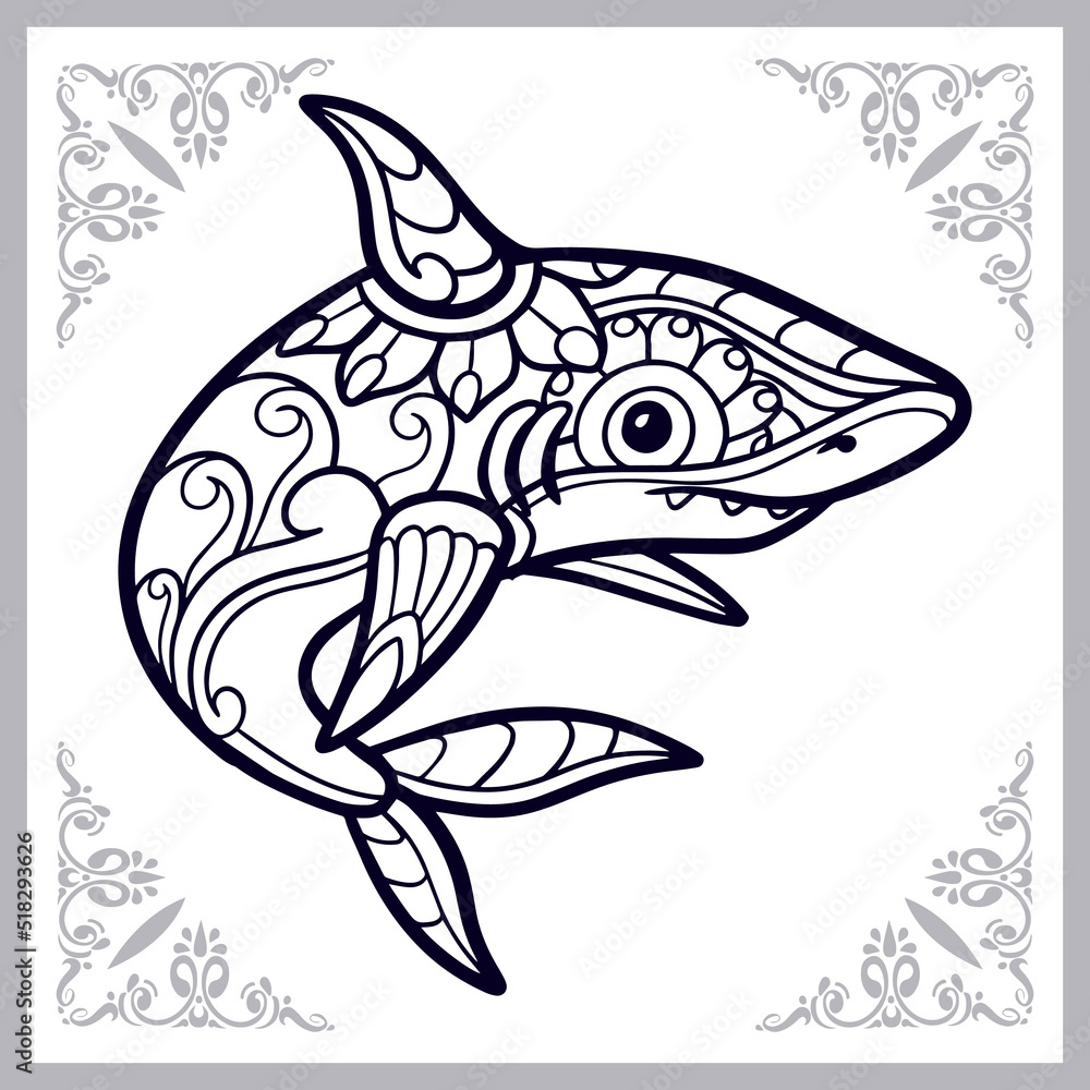 Fototapeta premium Beautiful Shark zentangle arts isolated on white background