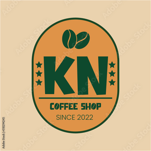 KN modern coffee shop logo design high quality image