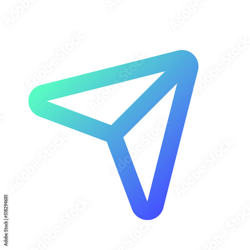 Sharing post pixel perfect gradient linear ui icon. Paper plane. Button for social media. Send message. Line color user interface symbol. Modern style pictogram. Vector isolated outline illustration © bsd studio