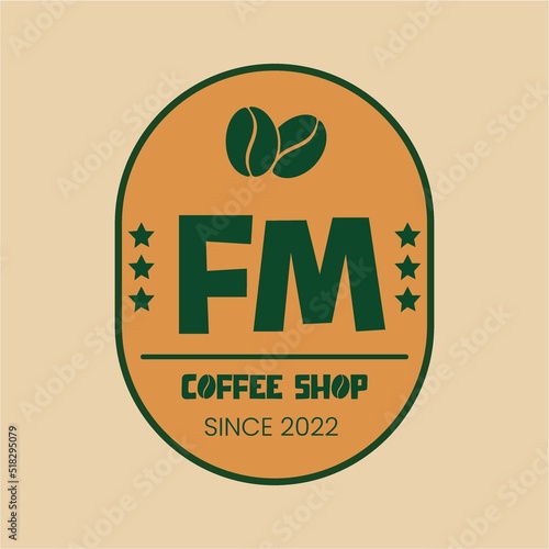 FM modern coffee shop logo design high quality image