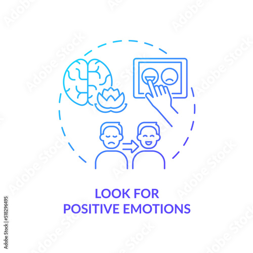 Wallpaper Mural Look for positive emotions blue gradient concept icon. Self control. Strategy for emotional regulation abstract idea thin line illustration. Isolated outline drawing. Myriad Pro-Bold font used Torontodigital.ca