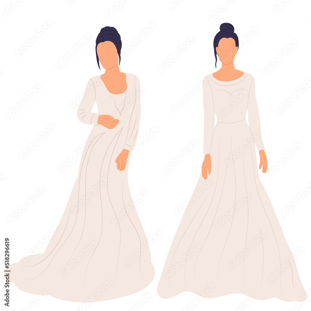 bride on white background in flat style, isolated, vector