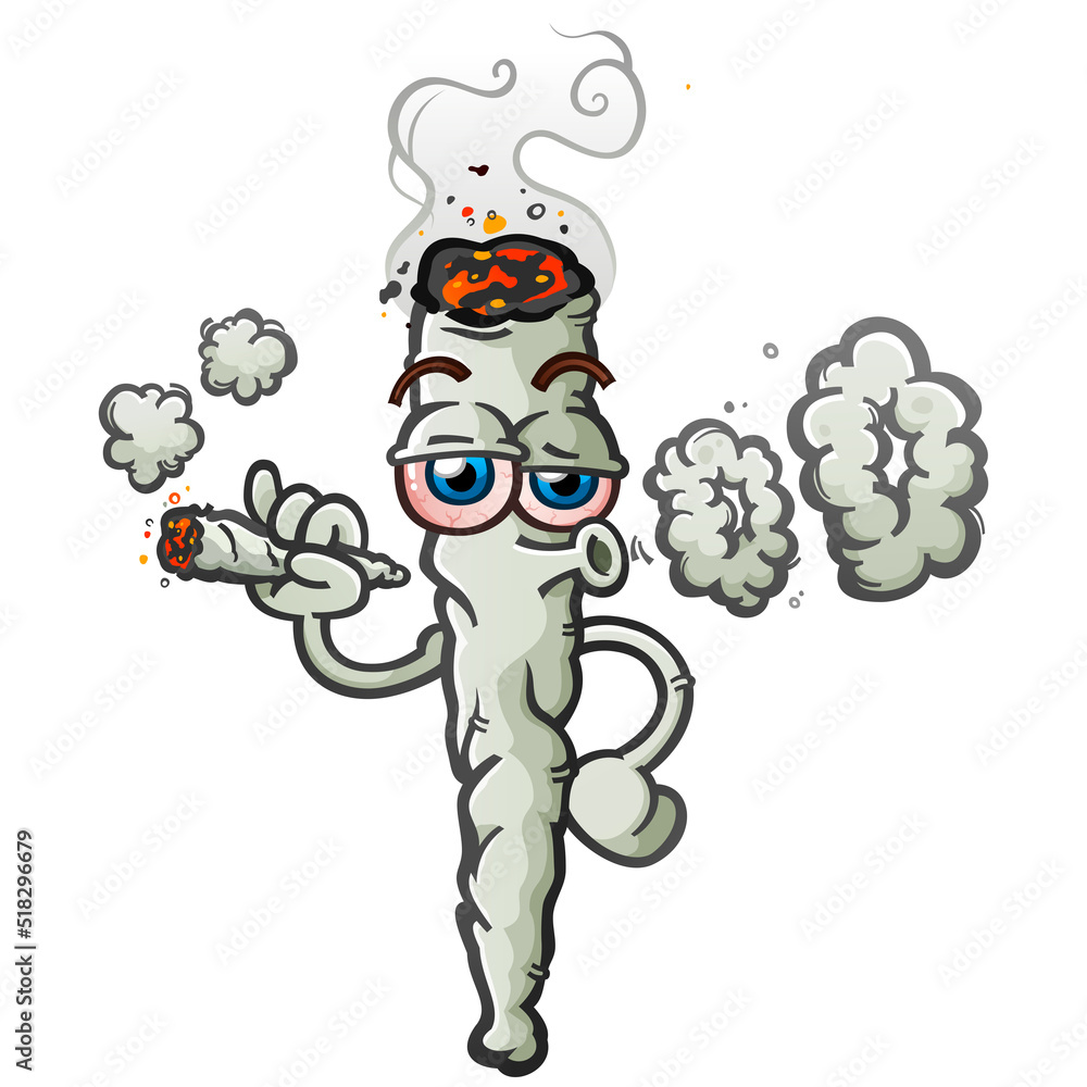 Marijuana joint vector cartoon character illustration smoking a reefer