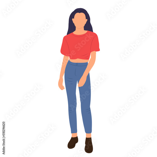 woman white background in flat style
