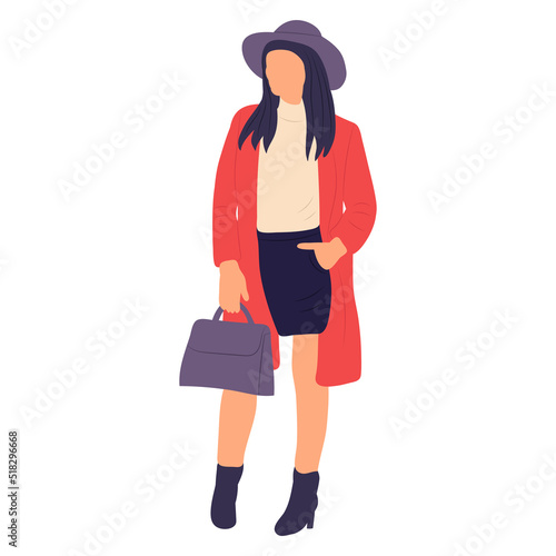 woman white background in flat style, isolated