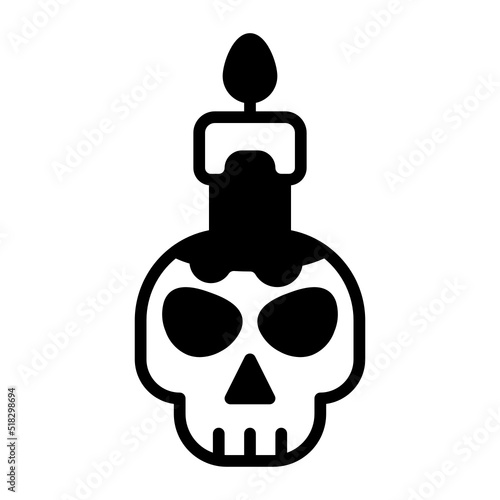 candle skull glyph icon