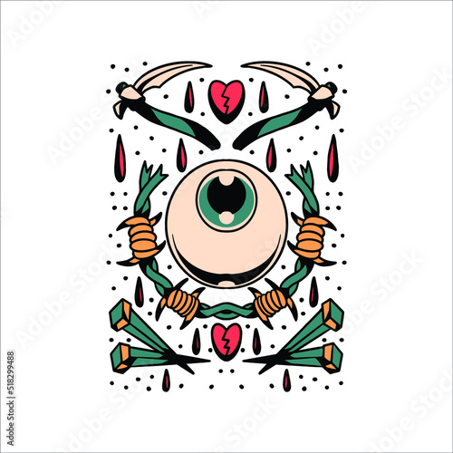 bad eye tattoo set vector design
